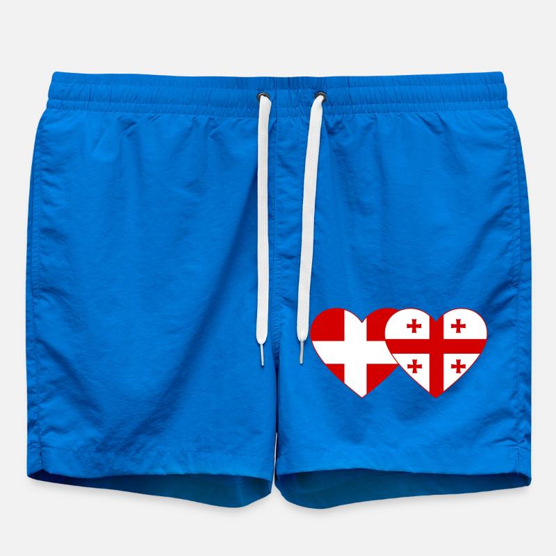Danemark Géorgie drapeau coeur utilisé - Short de bain - cobalt blue