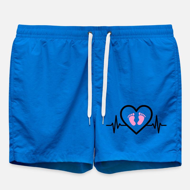 Grossesse Coeur Rose Bébé Pieds Fille - Short de bain - cobalt blue
