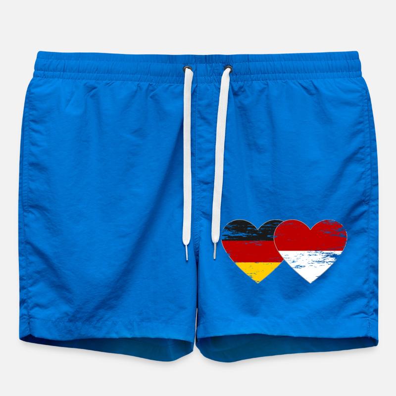 Germany Monaco Flag Heart - Swim Trunks - cobalt blue