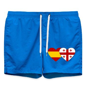 Spain Georgia Flags Heart - Swim Trunks - cobalt blue - Front