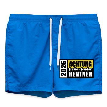 Attention of free-roaming pensioners in 2026 | Retirement - Swim Trunks - cobalt blue - Front