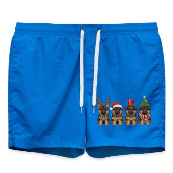 Tabby Cat Vintage Christmas Lights - Swim Trunks - cobalt blue - Front