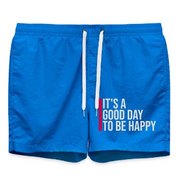 Good Day Be Happy Positive Motivation Happiness Saying - Swim Trunks - cobalt blue - Front