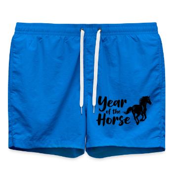 Year of the Horse Horse Lettering - Swim Trunks - cobalt blue - Front