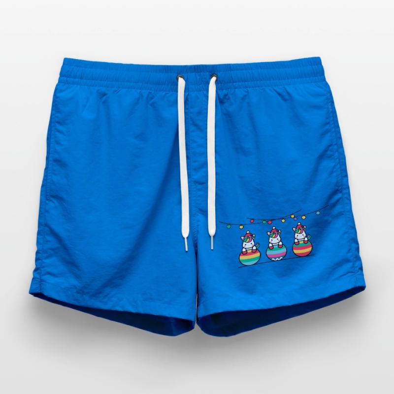 3 Einhörner Weihnachtskugeln Freunde Badeshorts