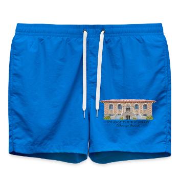 Los Angeles Public Library, hand-drawn - Swim Trunks - cobalt blue - Front