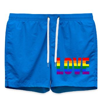 LOVE Rainbow Statement – Bold Equality Message - Badeshorts - Cobalt blue - Vorne