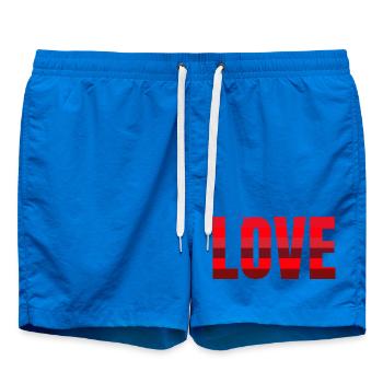 Love in Red Stripe Design - Swim Trunks - cobalt blue - Front