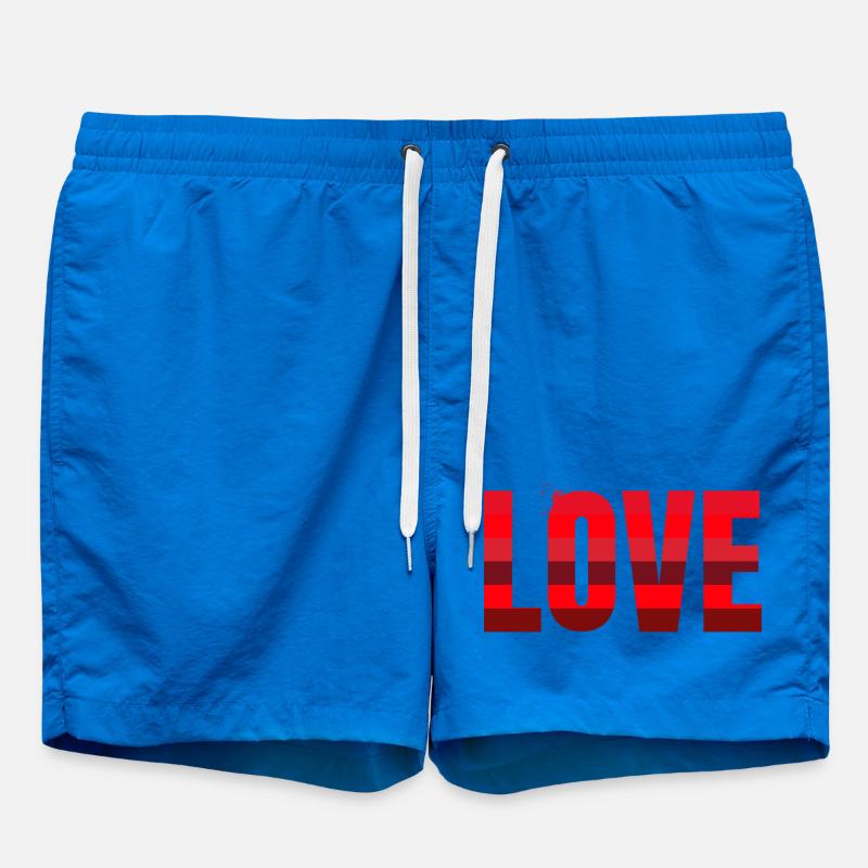 Love in Red Stripe Design - Swim Trunks - cobalt blue