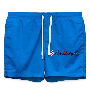 West Sussex flag + heartbeat & English flag - Swim Trunks - cobalt blue - Front