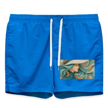 Flowing Color Portrait Turquoise - Swim Trunks - cobalt blue - Front