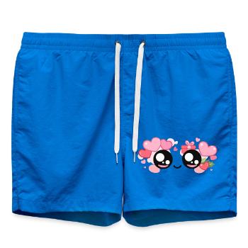 Sticker Valentine Eyes – Kawaii Love Eyes - Swim Trunks - cobalt blue - Front