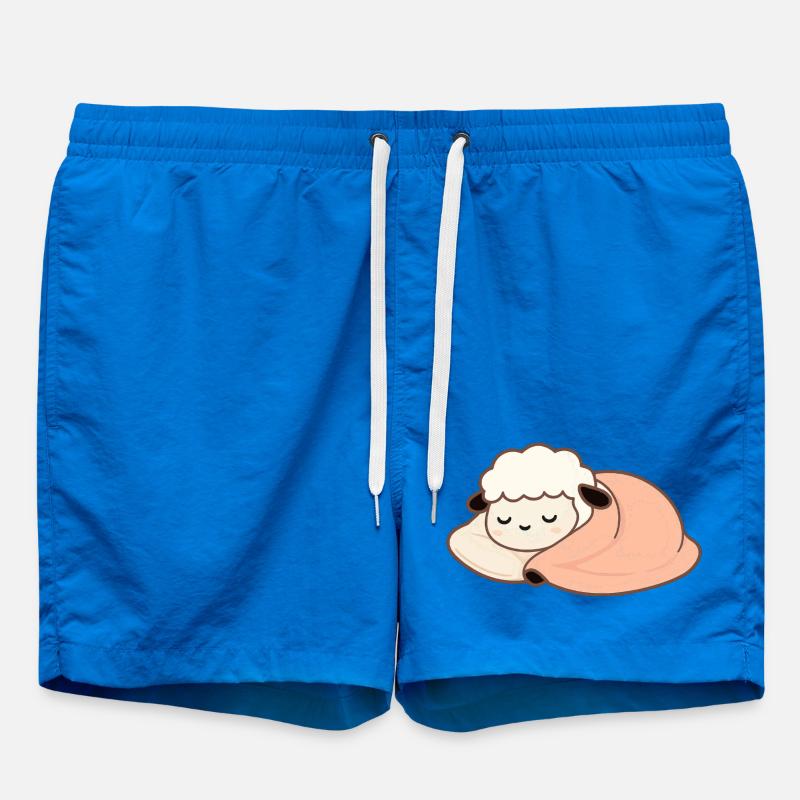 Sleeping Sheep with Pillow – gentle, calm - Swim Trunks - cobalt blue