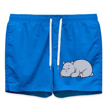 Sleeping Hippopotamus Tired Lazy Vector - Swim Trunks - cobalt blue - Front