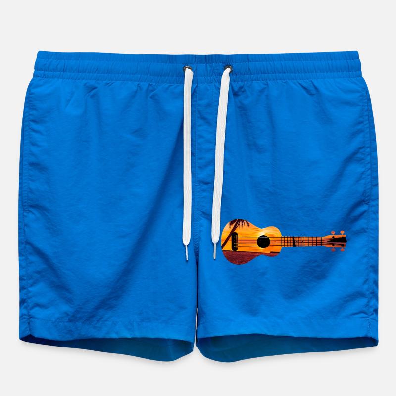 Hawaiian Ukulele Uke Beach Sunset - Badeshorts - Cobalt blue