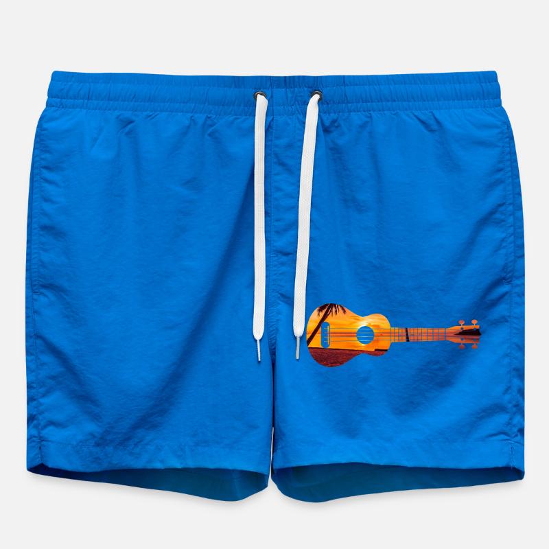 Hawaiian Ukulele Uke Beach Sunset - Badeshorts - Cobalt blue