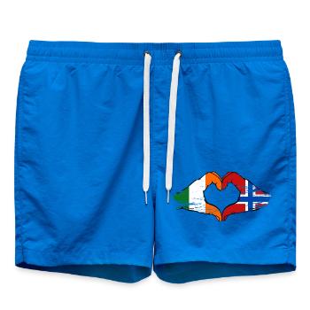 Mains du drapeau de l’Irlande et de la Norvège en forme de cœur utilisées - Short de bain - cobalt blue - Devant - AI Model Male 185 light (185cm)