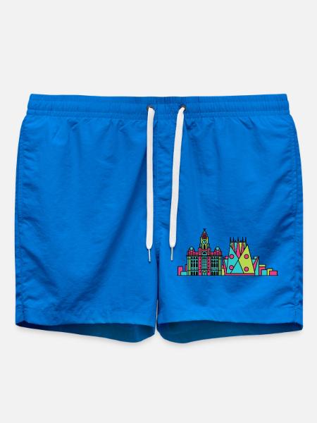 Arte dell'edificio Royal Liver Skyline della città di Liverpool - Costume a pantaloncino - cobalt blue
