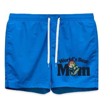 World's Best Mom Floral Emblem - Swim Trunks - cobalt blue - Front