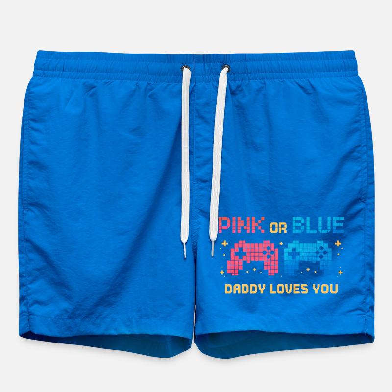 Pink or Blue Pixel Controller - Swim Trunks - cobalt blue