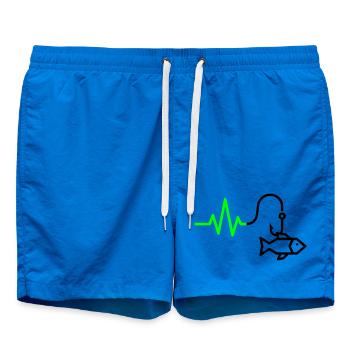 ECG Heart Rate Fish Hook Outline - Swim Trunks - cobalt blue - Front