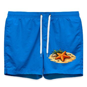 Starfish Beach Illustration Nautical Motif - Swim Trunks - cobalt blue - Front