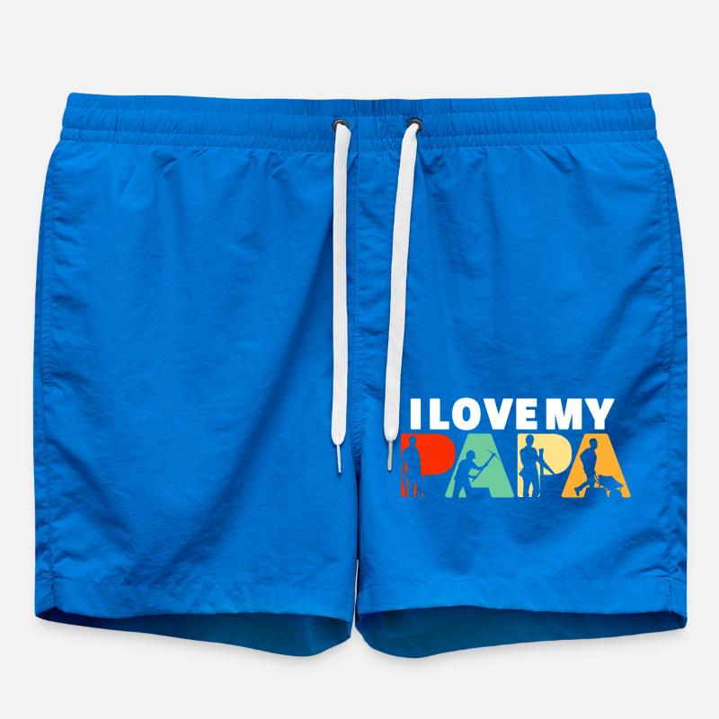 Construction Laborer Papa Tradesman Builder Art - Swim Trunks - cobalt blue