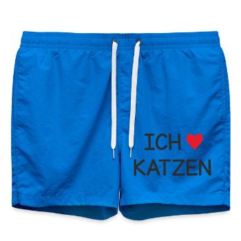 Ich ❤️ Katzen – Süßes Katzenliebe Textdesign - Badeshorts - Cobalt blue - Vorne