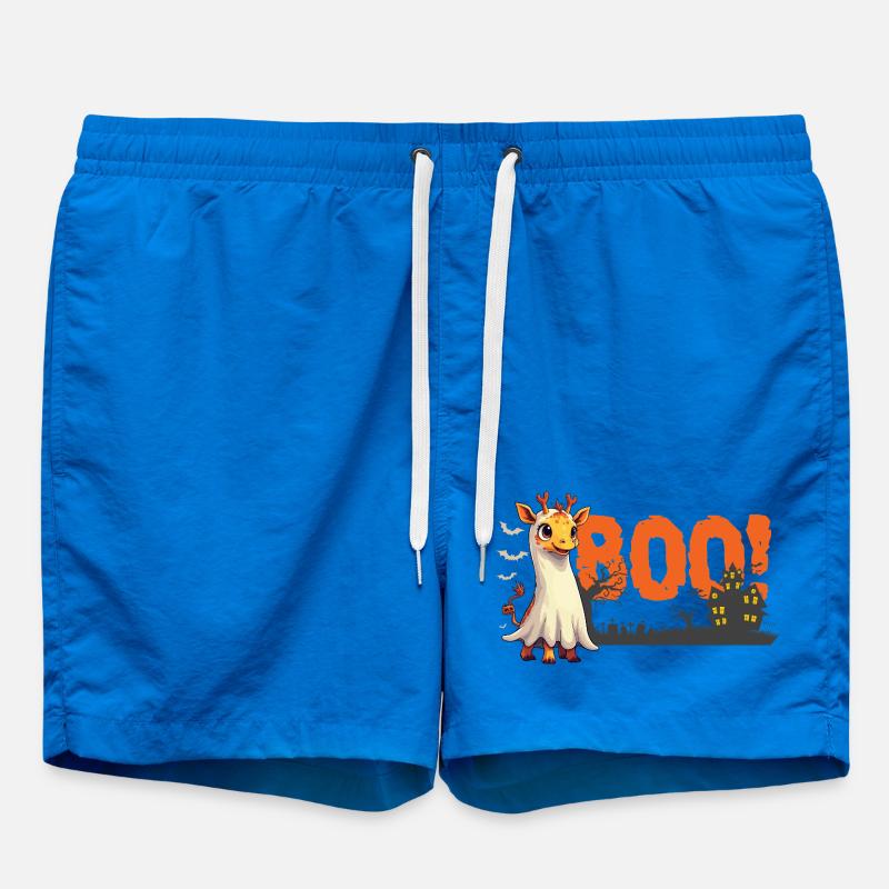 Boo Giraffe Ghost Halloween Cute - Swim Trunks - cobalt blue