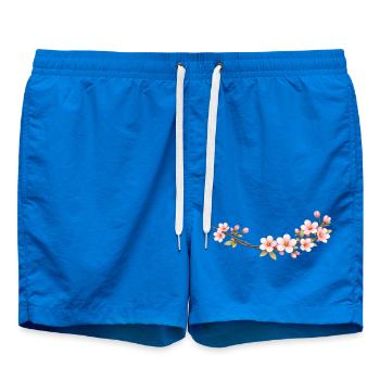 Cherry blossom branch spring motif - Swim Trunks - cobalt blue - Front