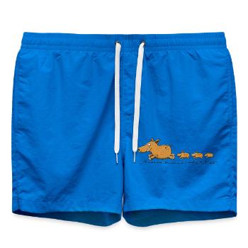 Sanglier sauvage avec des petits, baleine, forêt, chasseur - Short de bain - cobalt blue - Devant