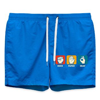 Rock, paper – Okay! Funny Positive Vibes Inspi - Swim Trunks - cobalt blue - Front