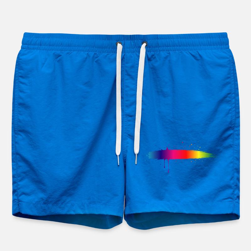 Rainbow Brush Stroke Gradient Splash - Swim Trunks - cobalt blue