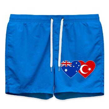 Australia Turkey Flag Heart - Swim Trunks - cobalt blue - Front
