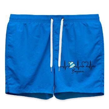 Bayern Landkarte mit Herzkurve | EKG | Puls - Badeshorts - Cobalt blue - Vorne