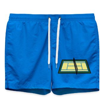 Tennis Court Court Net Geometric - Swim Trunks - cobalt blue - Front