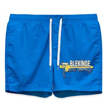 Blekinge in Sweden Retro Province with Map - Swim Trunks - cobalt blue - Front