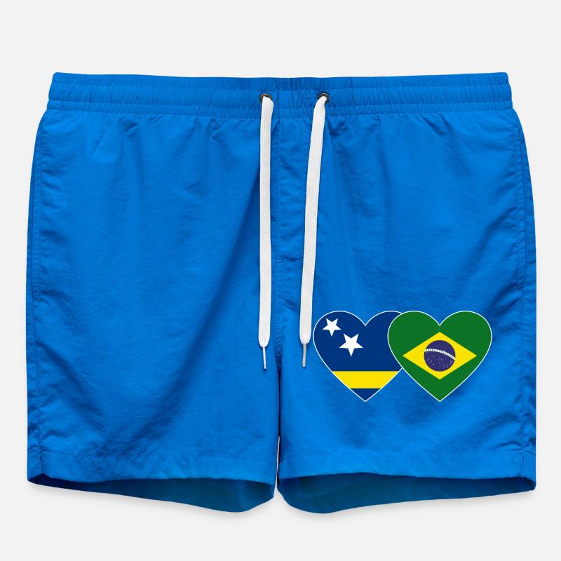 Curacao_Brasilien_Flagge_Herz - Swim Trunks - cobalt blue