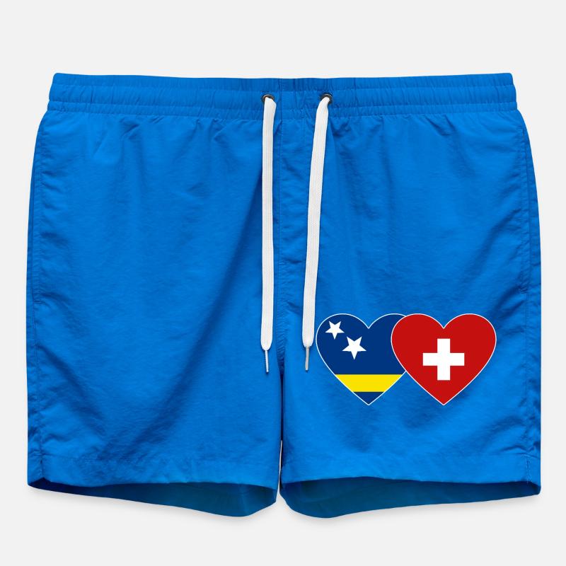 Curacao_Schweiz_Flagge_Herz - Short de bain - cobalt blue