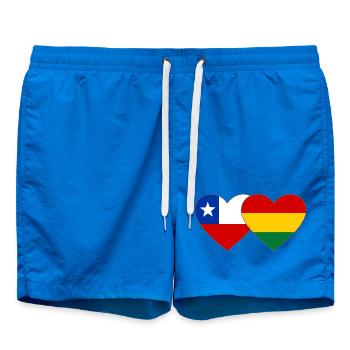 Chile Bolivia Flag Heart - Swim Trunks - cobalt blue - Front