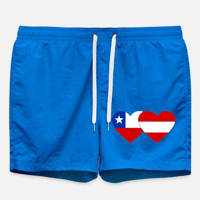 Chile Austria Flags Heart - Swim Trunks - cobalt blue
