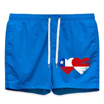 Chile Poland flag heart used - Swim Trunks - cobalt blue - Front
