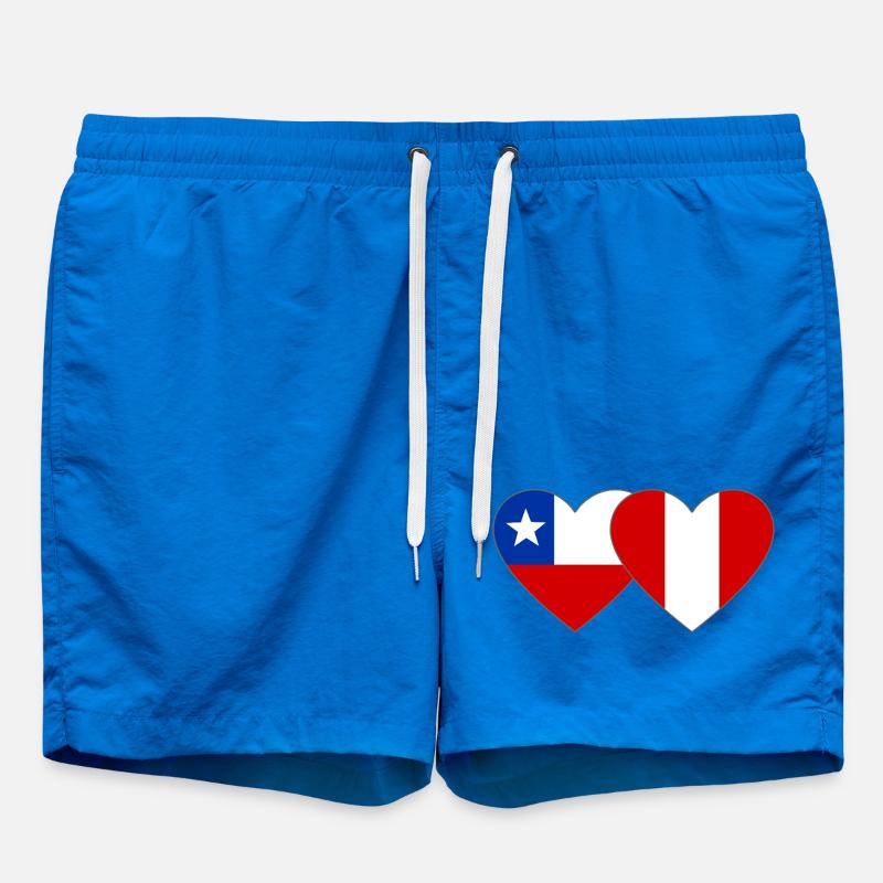 Chile_Peru_Flagge_Herz - Short de bain - cobalt blue