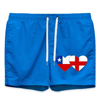 Chile England Flag Heart - Swim Trunks - cobalt blue - Front