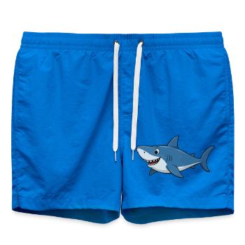 Blue Cartoon Shark Adventure - Swim Trunks - cobalt blue - Front