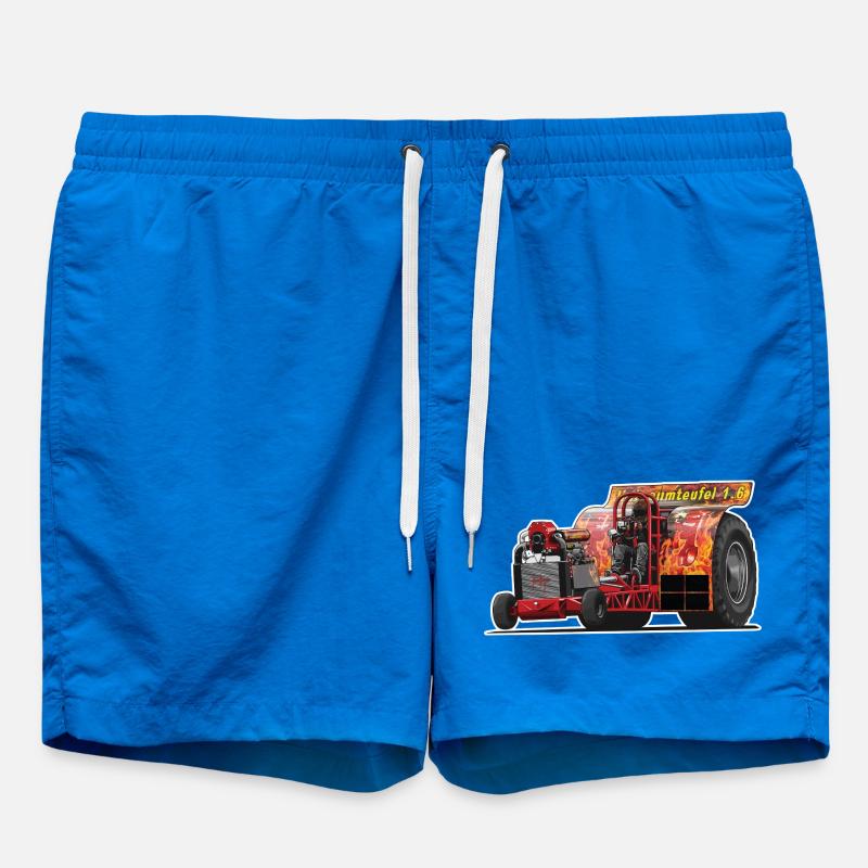 Tractor Pulling // Illustration - Badeshorts - Cobalt blue