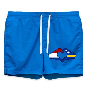 Holland Curacao flag hands heart shape used - Swim Trunks - cobalt blue - Front