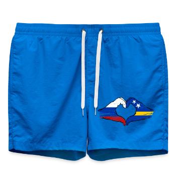Russia Curacao flag hands heart shape used - Swim Trunks - cobalt blue - Front