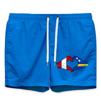 Peru Curacao flag hands heart shape used - Swim Trunks - cobalt blue - Front