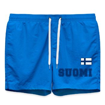 FINNLAND - SUOMI Trikot Look - Flagge auf Brust - Badeshorts - Cobalt blue - Vorne